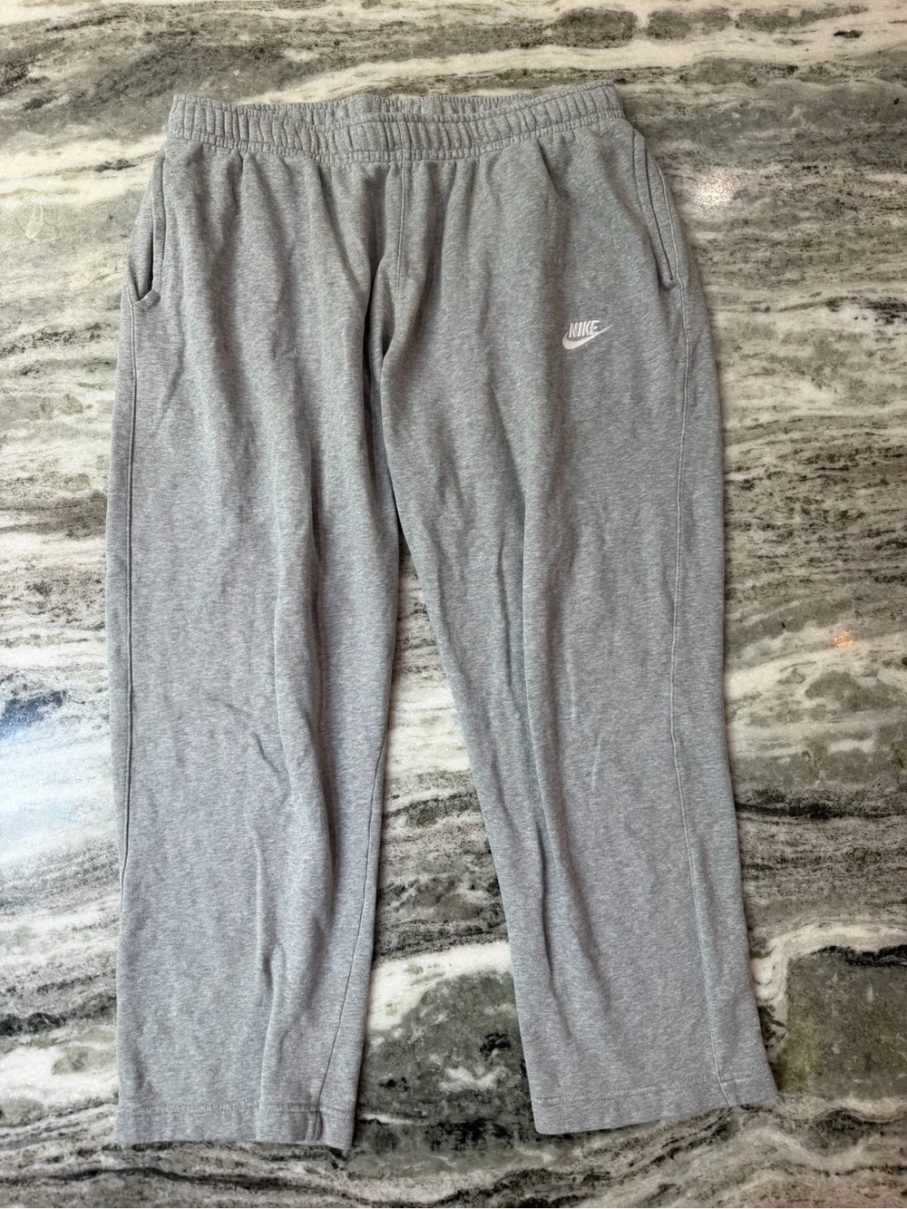 Nike Grey Men's Fleece Joggers Sweatpants with Embroidered Logo